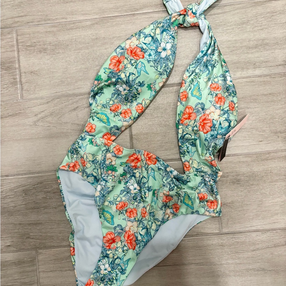 Victoria’s Secret Butterfly Floral High Wrap High Neck Halter Bikini size M NWT - Picture 7 of 11